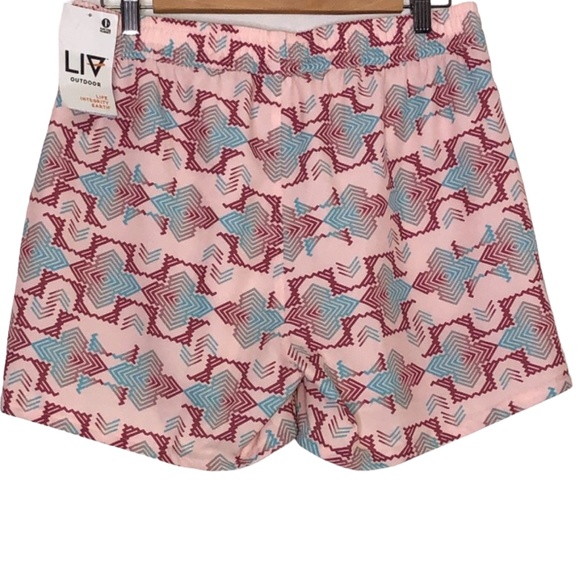 LIV OUTDOOR Minerva Printed Pale Dogwood Geo Pull-On Active Shorts Size Medium - Picture 6 of 15